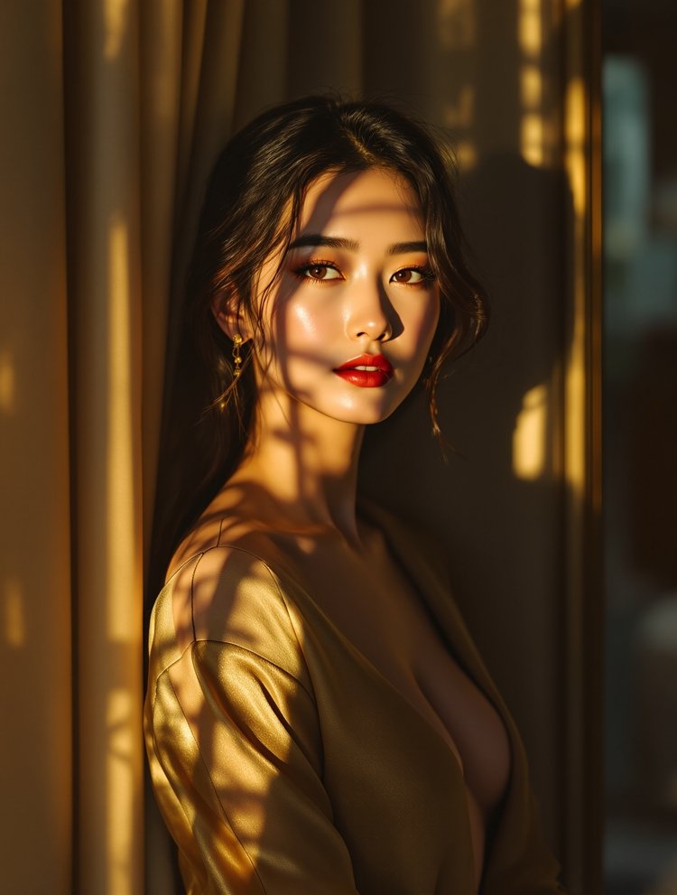 窗边戏剧光影人像